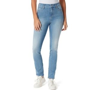 Gloria Vanderbilt Womens Blue Denim Zippered Pocketed Skinny Stretch Slimming